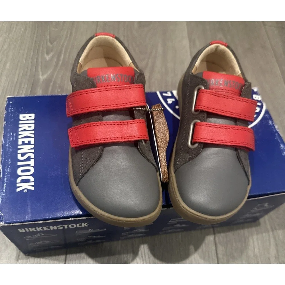 Birkenstock Kids Unisex EU29 K11 Regular Arran Hook & Loop Leather Sneaker Grey